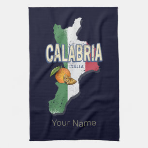 Calabrië Italië Retro Regio Kaart Souvenir Theedoek