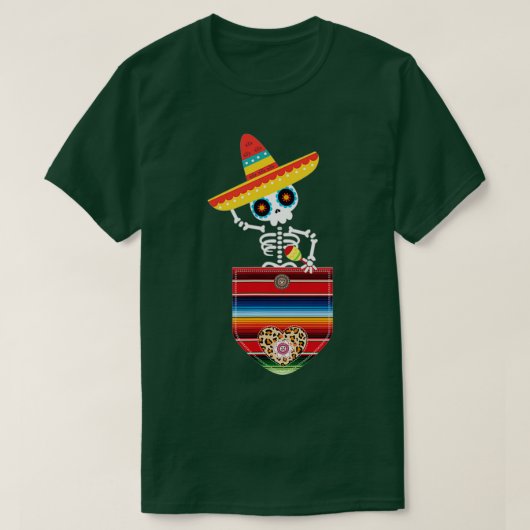 Calaca Blanket Pocket Serape Mexican Gift Cinco De T-shirt (Design voorkant)