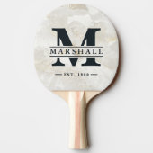 Calacatta Gold Marble Monogram & Name Overlay Tafeltennisbatje (Achterkant)