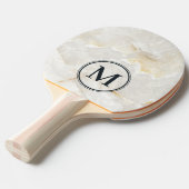 Calacatta Gold Marble Stone Monogram Tafeltennisbatje (Voorkant Gekanteld)