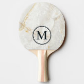 Calacatta Goud Marmer Steen Monogram Tafeltennisbatje (Achterkant)