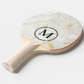 Calacatta Goud Marmer Steen Monogram Tafeltennisbatje (Voorkant Gekanteld)