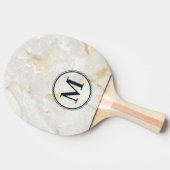 Calacatta Goud Marmer Steen Monogram Tafeltennisbatje (Zijkant)