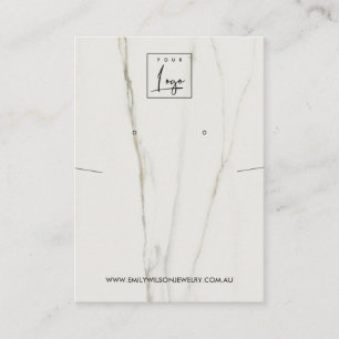 CALACATTA MARBLE TEXTURE KETTING EARRING DISPLAY VISITEKAARTJE