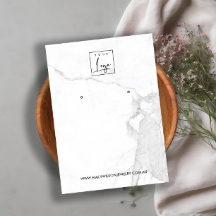 CALACATTA MARBLE TEXTURE STUD EARRING DISPLAY CARD VISITEKAARTJE