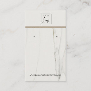 CALACATTA MARBLE TEXTURE STUD EARRING DISPLAY VISITEKAARTJE
