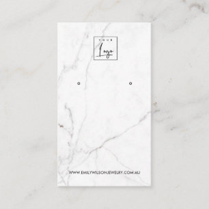 CALACATTA MARBLE TEXTURE STUD EARRING DISPLAY VISITEKAARTJE