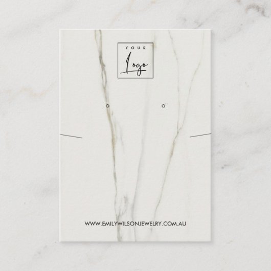 CALACATTA MARMER TEXTUUR KETTING OORBEL DISPLAY VISITEKAARTJE (Voorkant)