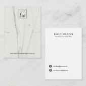 CALACATTA MARMER TEXTUUR KETTING OORBEL DISPLAY VISITEKAARTJE (Voorkant / Achterkant)