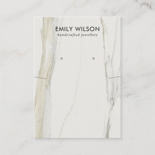 CALACATTA MARMER TEXTUUR KETTING OORBEL DISPLAY VISITEKAARTJE (Voorkant)