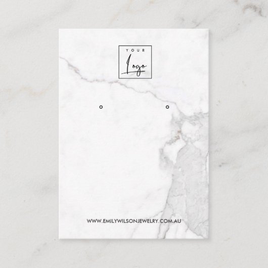 CALACATTA MARMER TEXTUUR STUD OORBEL DISPLAY KAART VISITEKAARTJE (Voorkant)