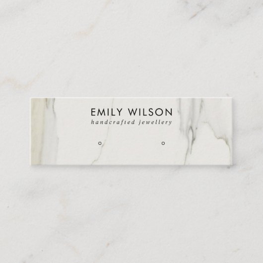 CALACATTA MARMER TEXTUUR STUD OORBEL DISPLAY MINI VISITEKAARTJE (Voorkant)