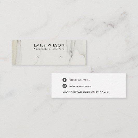 CALACATTA MARMER TEXTUUR STUD OORBEL DISPLAY MINI VISITEKAARTJE (Voorkant / Achterkant)