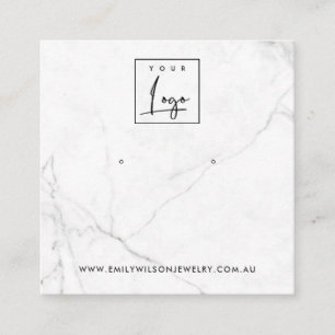 CALACATTA MARMER TEXTUUR STUD OORBEL DISPLAY VIERKANTE VISITEKAARTJE