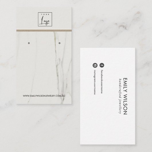 CALACATTA MARMER TEXTUUR STUD OORBEL DISPLAY VISITEKAARTJE (Voorkant / Achterkant)