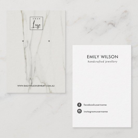 CALACATTA MARMER TEXTUUR STUD OORBEL DISPLAY VISITEKAARTJE (Voorkant / Achterkant)