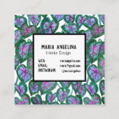 Caladium laat tropische Waterverf botanisch Vierkante Visitekaartje (Achterkant)