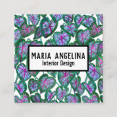 Caladium laat tropische Waterverf botanisch Vierkante Visitekaartje (Voorkant)