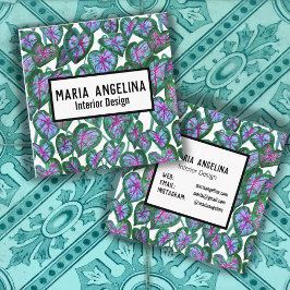 Caladium laat tropische Waterverf botanisch Vierkante Visitekaartje