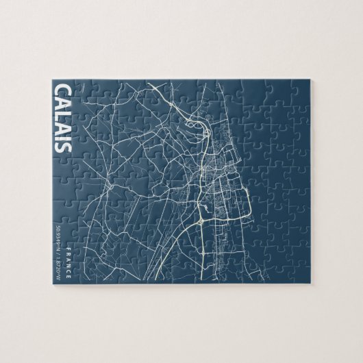 Calais Frankrijk Minimalistische Stadsplattegrond  Legpuzzel (Horizontaal)