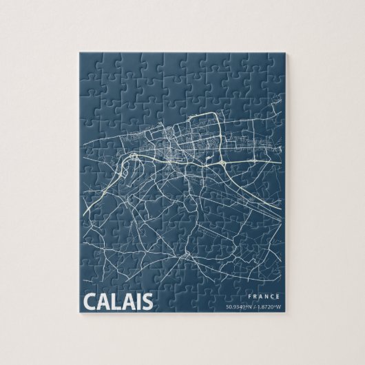 Calais Frankrijk Minimalistische Stadsplattegrond  Legpuzzel (Verticaal)