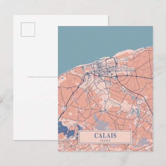 Calais Frankrijk Winderige Stad Kaart Reizen (Voorkant / Achterkant)