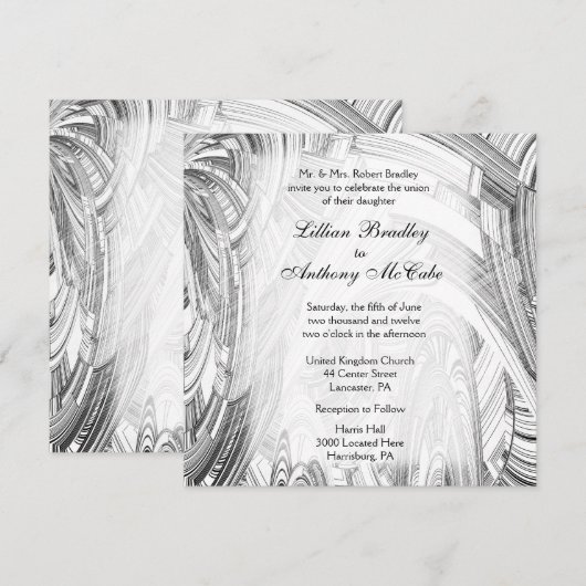 Calamity Black and White Wedding Invitation Kaart (Voorkant / Achterkant)