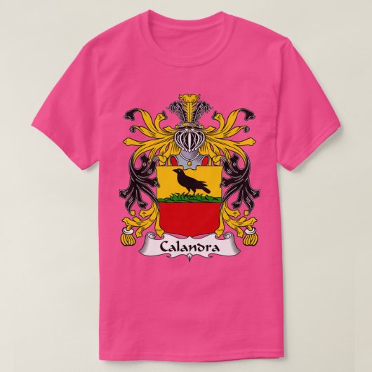 Calandra Coat of Arms Family Crest T-shirt (Design voorkant)