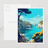Calanques France Art vintage reisillustratie Briefkaart (Voorkant / Achterkant)