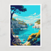 Calanques France Art vintage reisillustratie Briefkaart (Voorkant)