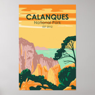 Calanques Nationaal Park Frankrijk Vintage Poster