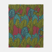 Calathea-Plant patroon - Donkerrood Fleece Deken (Voorkant)