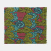 Calathea-Plant patroon - Donkerrood Fleece Deken (Voorkant (Horizontaal))