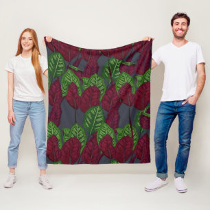 Calathea-Plant patroon - Midnight Blue Fleece Deken