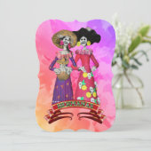 Calavera Amigas Dia De Los Muertos Kaart (Staand voorkant)