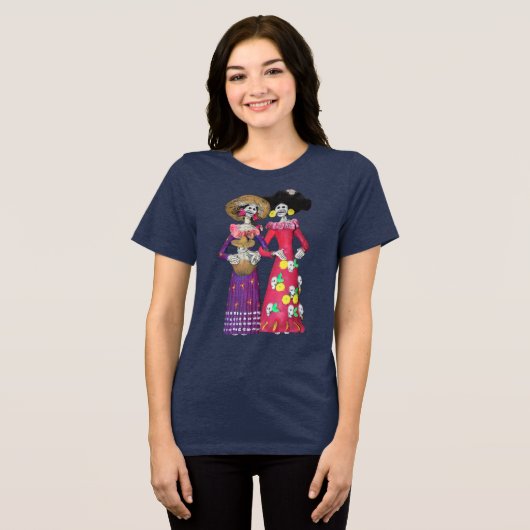 Calavera Amigas Tri-Blend Shirt (Voorkant volledig)