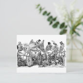 Calavera Bicyclisten ongeveer eind 1800 Mexico Briefkaart (Staand voorkant)