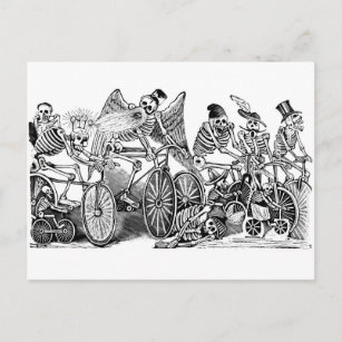Calavera Bicyclisten ongeveer eind 1800 Mexico Briefkaart