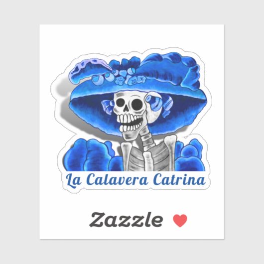 Calavera Blue Dia de Los Muertos Sticker (Vel)