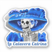 Calavera Blue Dia de Los Muertos Sticker (Voorkant)