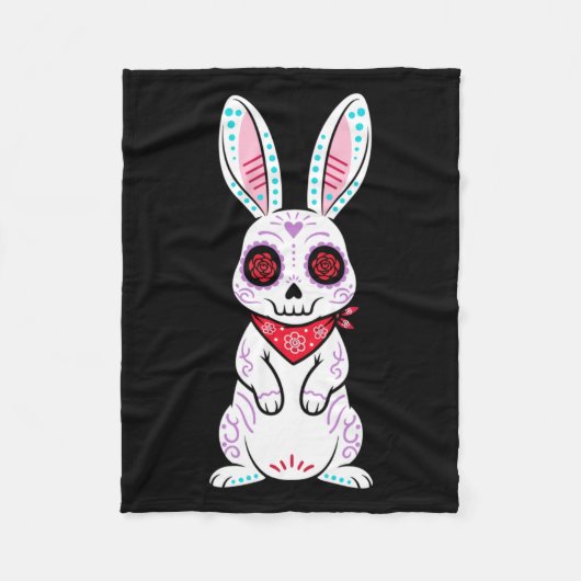 Calavera Bunny Konijn Suiker Schedel Dag Van De Fleece Deken (Voorkant)