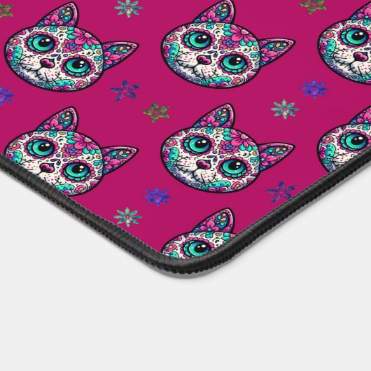Calavera Cat Art Pattern Bureaumat (Hoek)