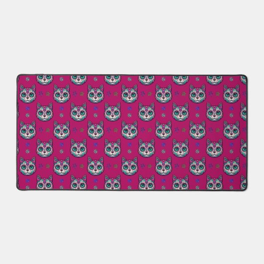 Calavera Cat Art Pattern Bureaumat (Voorkant)