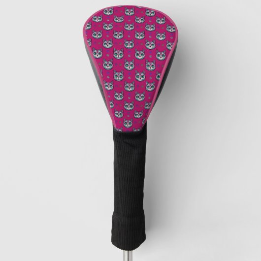 Calavera Cat Art Pattern Golfheadcover (Voorkant)