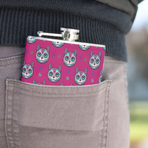 Calavera Cat Art Pattern Heupfles