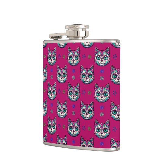 Calavera Cat Art Pattern Heupfles (Links)
