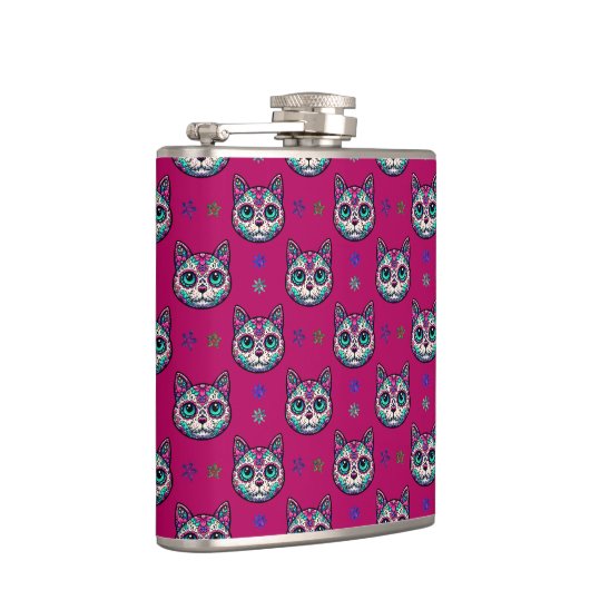 Calavera Cat Art Pattern Heupfles (Rechts)