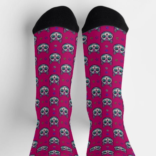 Calavera Cat Art Pattern Sokken (Top)