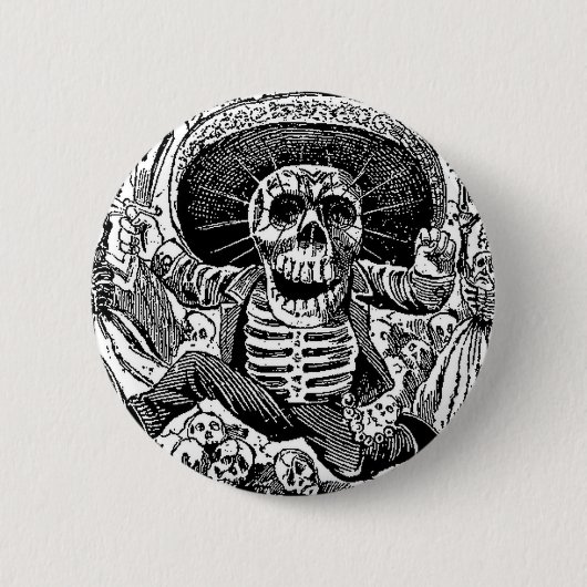 Calavera Dag van de dood Ronde Button 5,7 Cm (Voorkant)