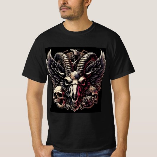 Calavera del Macho Cabrío con Alas - Diseño Intrép T-shirt (Voorkant)